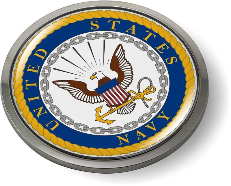 BestLicensePlateFrames - The United States Navy 3D Domed CAR Emblem Badge Sticker Chrome Metal Bezel - Official U.S. Navy Licensed Product - Image 2